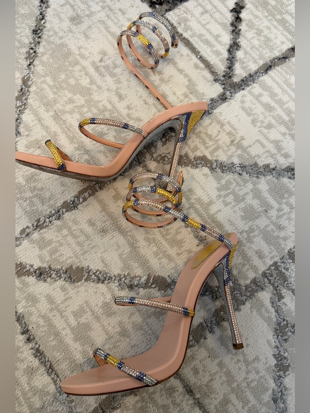 Rene Caovilla Embellished Spiral Wrap Sandals - Gold & Multicolor - Picture 2 of 10